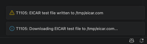 Screenshot of EICAR file download notifications